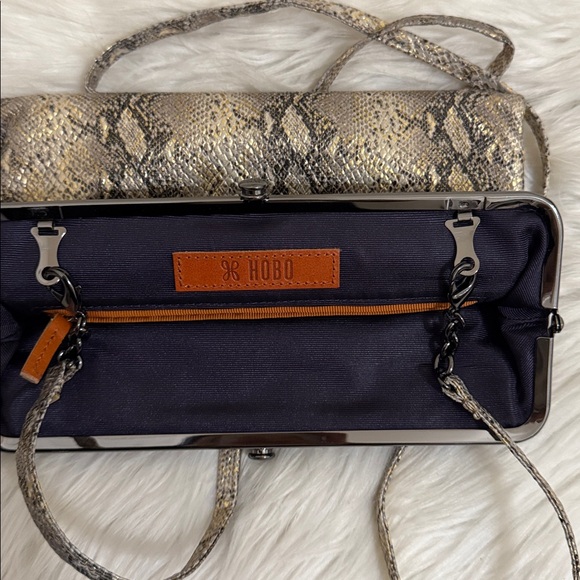 HOBO Leanne Snake Embossed Crossbody Bag Glam Leather - Picture 6 of 15